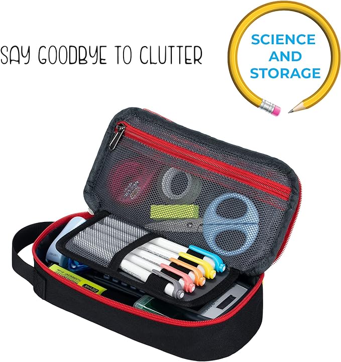 ECHSRT Large Pencil Case, Aesthetic Pen Pouch with Big Capacity, Minimalist Portable Stationery Bag with Handle for Office Organizer Aesthetic Pencil Cases