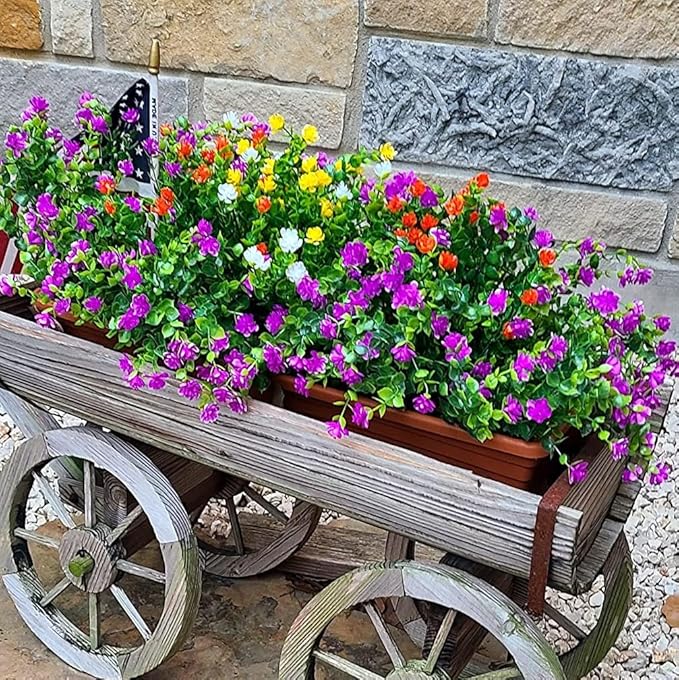 Ivydale Artificial Flowers Plants for Spring Summer Outdoors Decoration, 12 Bundles Fake Plastic UV Resistant Pink Flowers Faux Greenery Bushes Shrubs for Home Porch Patio Garden (Pink)