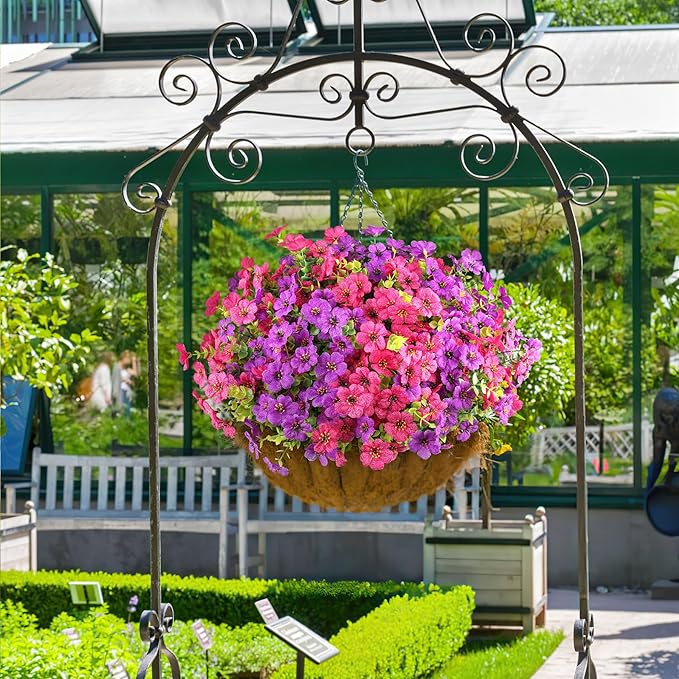 AmyHomie 16 Bundles Artificial Flowers for Outdoor Outside Spring Summer Decoration UV Resistant Faux Flowers No Fade Fake Plastic Plants Garden Porch Window Box Decorating