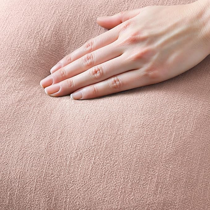 MIULEE Decorative Throw Pillow Covers Neutral Linen Fringe Throw Pillows Set of 2 Pink Boho Farmhouse Cushion Covers with Tassels for Couch Sofa Bed Living Room Spring Home Decor 18x18 Inch