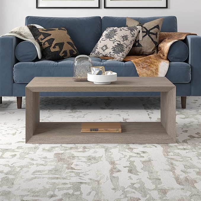 Henn&Hart Osmond Coffee Table, 48" Wide,Grey