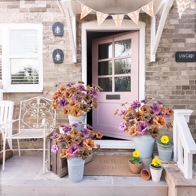 6PCS Artificial Fall Flowers Realistic Fake Flowers Bouquet Faux Autumn Flowers Arrangements for Centerpieces Table Decor Home Office Wedding Decorations