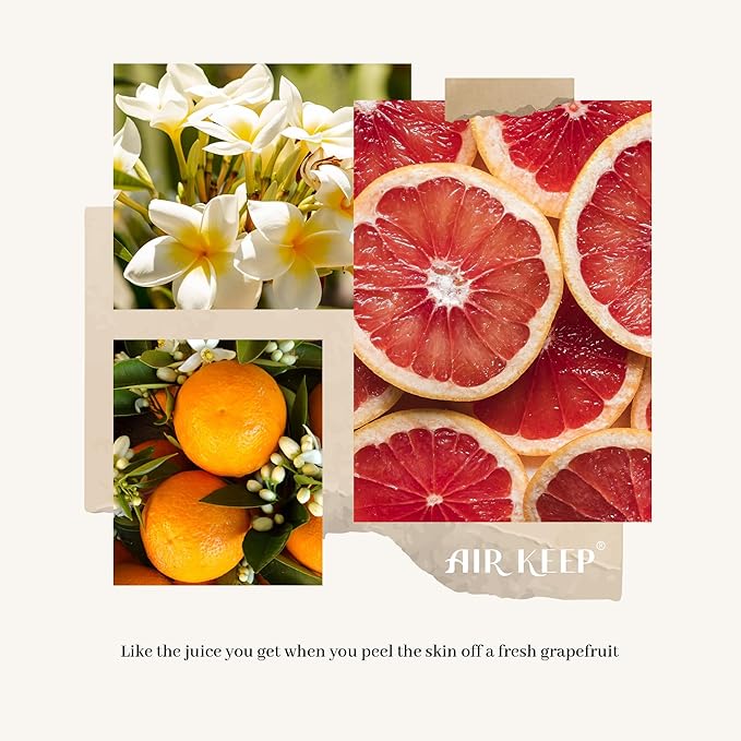 Airkeep Reed Diffuser Set,3.38 fl oz (100 ml) - Grapefruit Lemon Oil Diffusers with 8 Reed Sticks,Home Fragrance Reed Diffuser for Bathroom Shelf Decor