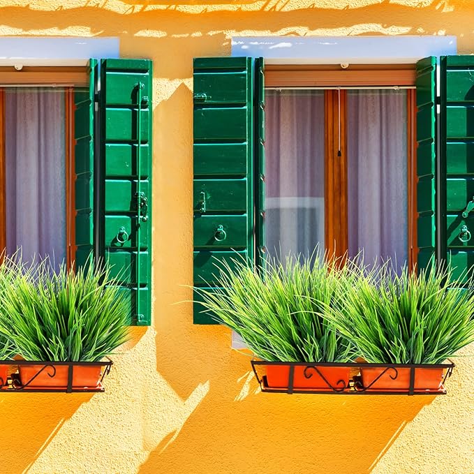 Ysleen 30 Bundles Artificial Outdoor Plants UV Resistant Fake Grasses No Fade Faux Plastic Wheat Grass Greenery Shrubs Garden Porch Window Box Decorating Craft