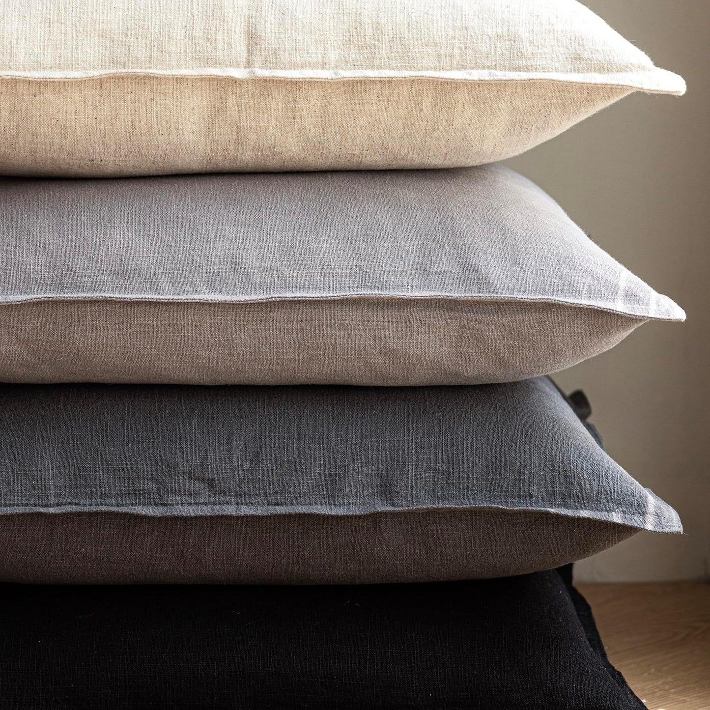 Foindtower Pack of 2, Decorative Linen Soild Throw Pillow Covers Soft Accent Cushion Case Boho Farmhouse Pillowcase for Chair Couch Sofa Bedroom Living Room Home Decor 20 x 20 Inch Light Rustic Gray