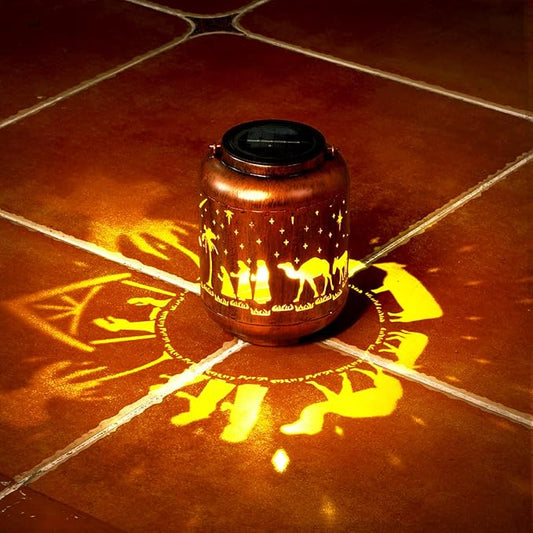 Homemory Solar Lanterns Christmas Nativity Scene Lights Outdoor Waterproof Garden Decor Women Gifts for Birthday, LED Hanging Solar Lights Metal Lantern Decoration Outside for Yard, Patio, Porch