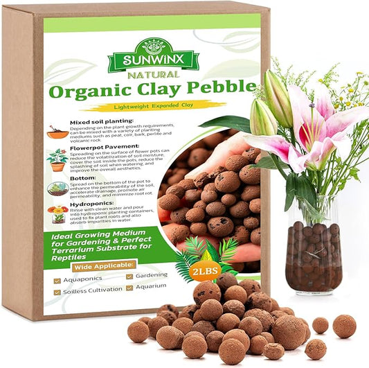 2 LBS Natural Leca Clay Pebbles for Plants- 4-16mm Expanded Clay Leca Balls for Indoor Plants, Hydroton Clay Pebbles for Plants Hydroponic & Aquaponics Growing, Orchids, Drainage, Terrarium