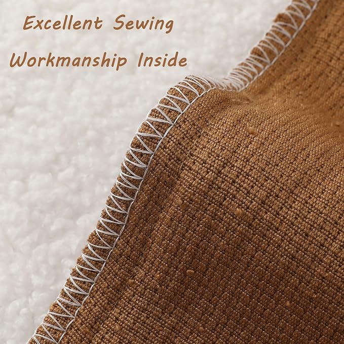 FUTEI Pack of 2 Tobacco Decorative Throw Pillow Covers 16x16 Inch Soft Cozy Solid Boucle Textured Cushion Case,Modern Home Decor for Couch Bed Living Room