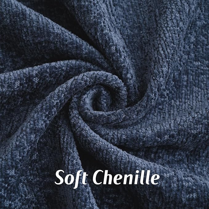 FUTEI Navy Blue Chenille Throw Pillow Covers 26x26 Inch Set of 2,Soft Cozy Bound Edge Design Euro Pillow Sham,Home Decor for Couch Bed Living Room