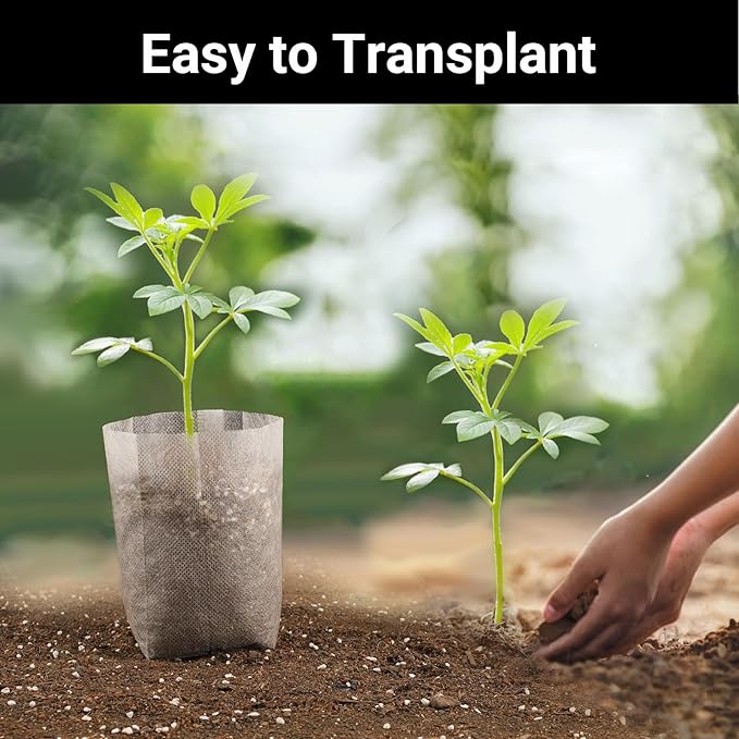 100pcs Plant Nursery Bags, 5.9x6.3 inches Non-Woven Fabric Flower Tree Seed Starters, Garden Plants Seedling Grow Pouch Pots for Seed Starting Growing