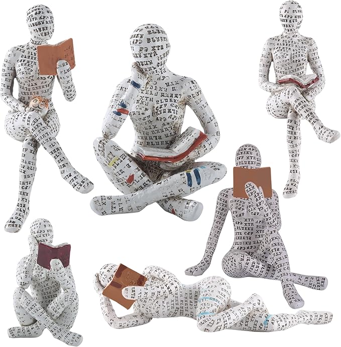 GRAPMKTG Home Decor Pulp Reading Women Thinker Statue Aesthetic Sculpture Room Decor Modern Abstract Decoration on Shelf Table Desk for Living Room Office Bedroom L