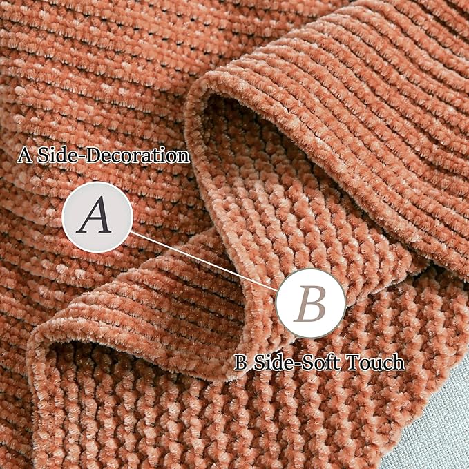 Blagic Knitted Throw Blanket for Couch Soft Farmhouse Boho Throw Blanket with Tassels Home Decorative Lightweight Throw Blankets,Maple Brown Throws for Bed/Chair/Sofa, Stripe Textured,50" W x 60" L