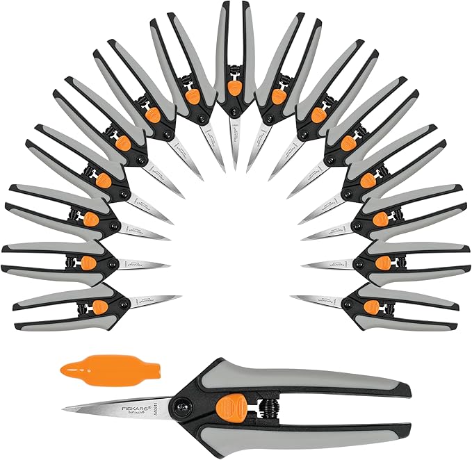 Fiskars 15pc Micro-Tip Pruning Snip Set, Precision Stainless Steel Blades, Softgrip Handles for Deadheading, Trimming & Shaping Small Plants