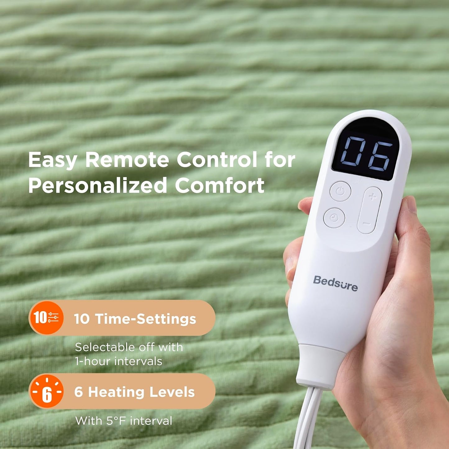 Bedsure Electric Blanket Twin - Soft Flannel Heated Blanket Twin Size, GentleSoft™ Fast Heating with 10 Time Settings & 6 Heat Settings, Warm Gift for Grandma (62x84 inches, Sage Green)