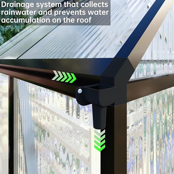 8x12 FT Greenhouses for Outdoors, Polycarbonate Greenhouse with PC Panels, Greenhouses for Outdoors for Yard, Garden, Hobby, Dark Grey