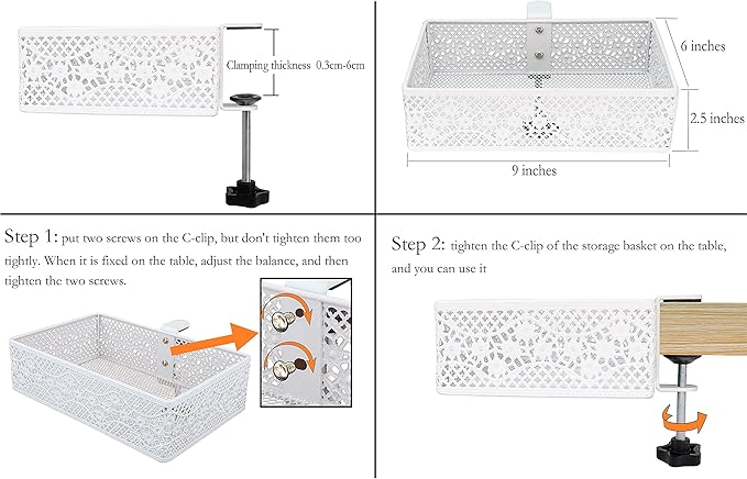 Clip-on Drawer organizers,desk organizer,can be clipped around the table to store small items (white)