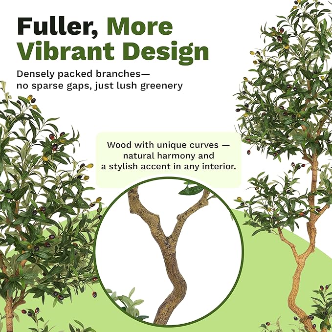 Olive Tree 6.8 Feet – Artificial Plants Indoor, Faux Olive Tree and Pot, Fake Tree for Home Decor, Faux Trees Indoor for Living Room, Office, Bedroom – Tall Artificial Trees for Home, Designer Tree