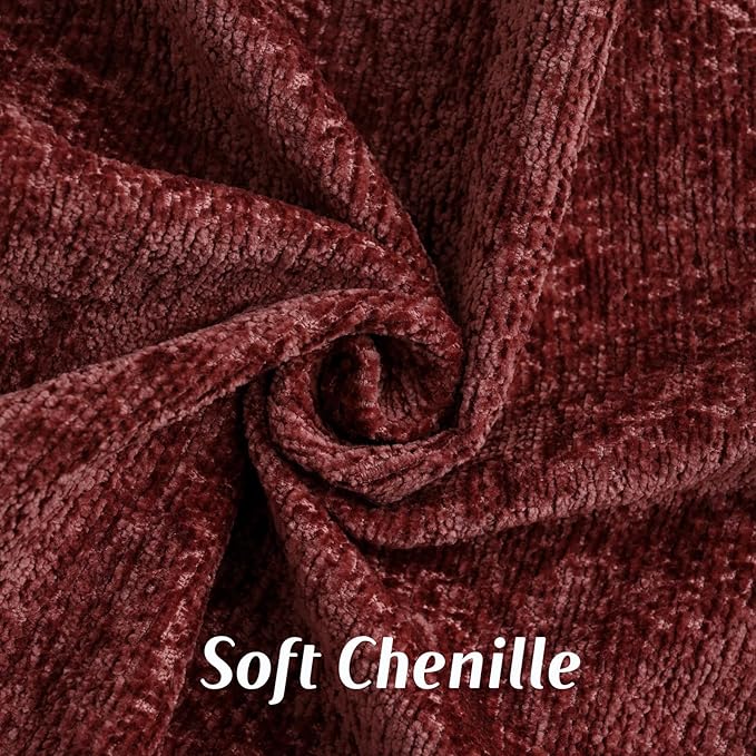 FUTEI Burgundy Chenille Throw Pillow Covers 22x22 Inch Set of 2,Soft Cozy Bound Edge Design Cushion Case,Home Decor for Couch Bed Living Room