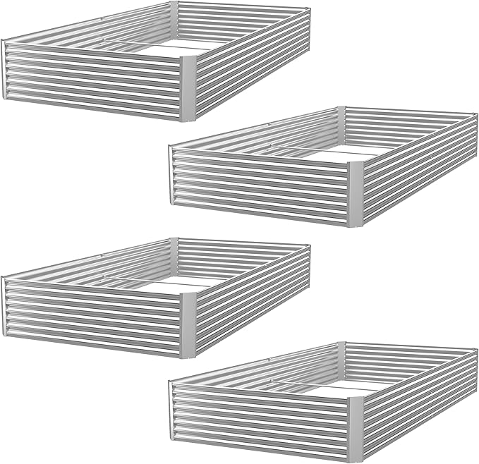 4 Pack 6x3FT Galvanized Raised Garden Bed Outdoor,Metal Garden Bed for Vegetables,Steel Raised Beds for Gardening,Above Ground Garden Box for Flower