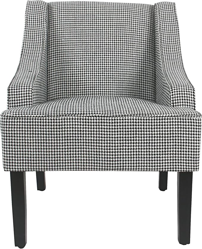 Homepop Home Decor | Upholstered Classic Swoop Arm Accent Chair | Accent Chairs for Living Room & Bedroom | Decorative Home Furniture, Black and White