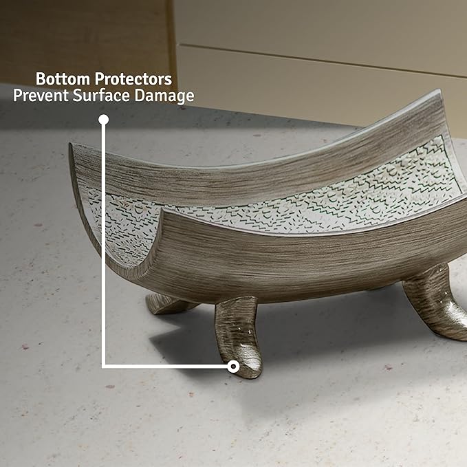 Creative Scents Dublin Silver Centerpiece Bowl With 3 Matching Orbs – Coffee Table Decor with Sphere Balls for Living Room Dining Room Table - Decorations for Home Decor - Mantle House Decor