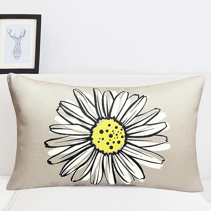 Decorative Throw Pillow Covers Set of 4 Yellow Pillow Covers 12x20 inch Throw Pillow Cases Linen Square Pillow Case,Farmhouse Outdoor Modern Boho Pillow Covers for Couch Sofa Living Room