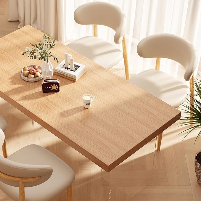 Kitchen Dining Chairs Set of 4 Modern Upholstered Leather Farmhouse Dining Room Chair with Metal Legs, Khaki