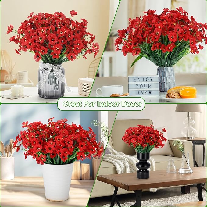 20 Bundles Artificial Flowers for Outdoors or Indoor Garden Home Decoration,No Fade Fake Flowers Faux Plants for Decoration Hanging Planters,Porch Window Box Garden Wedding Farmhouse Fake Plants