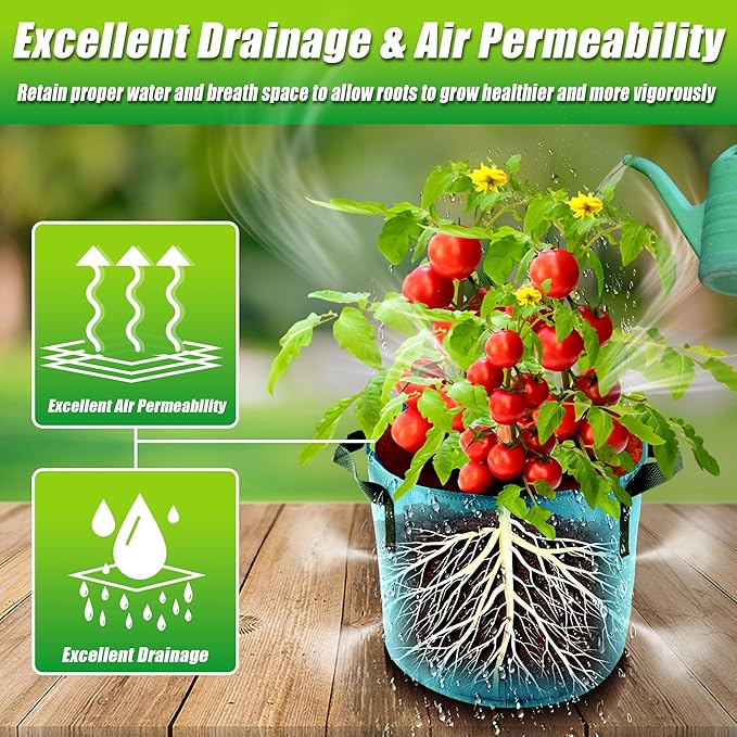 15 Gallon Grow Bags, 7 Pack Colorful Fabric Plant Pots with Handles for Garden and Outdoor Planting