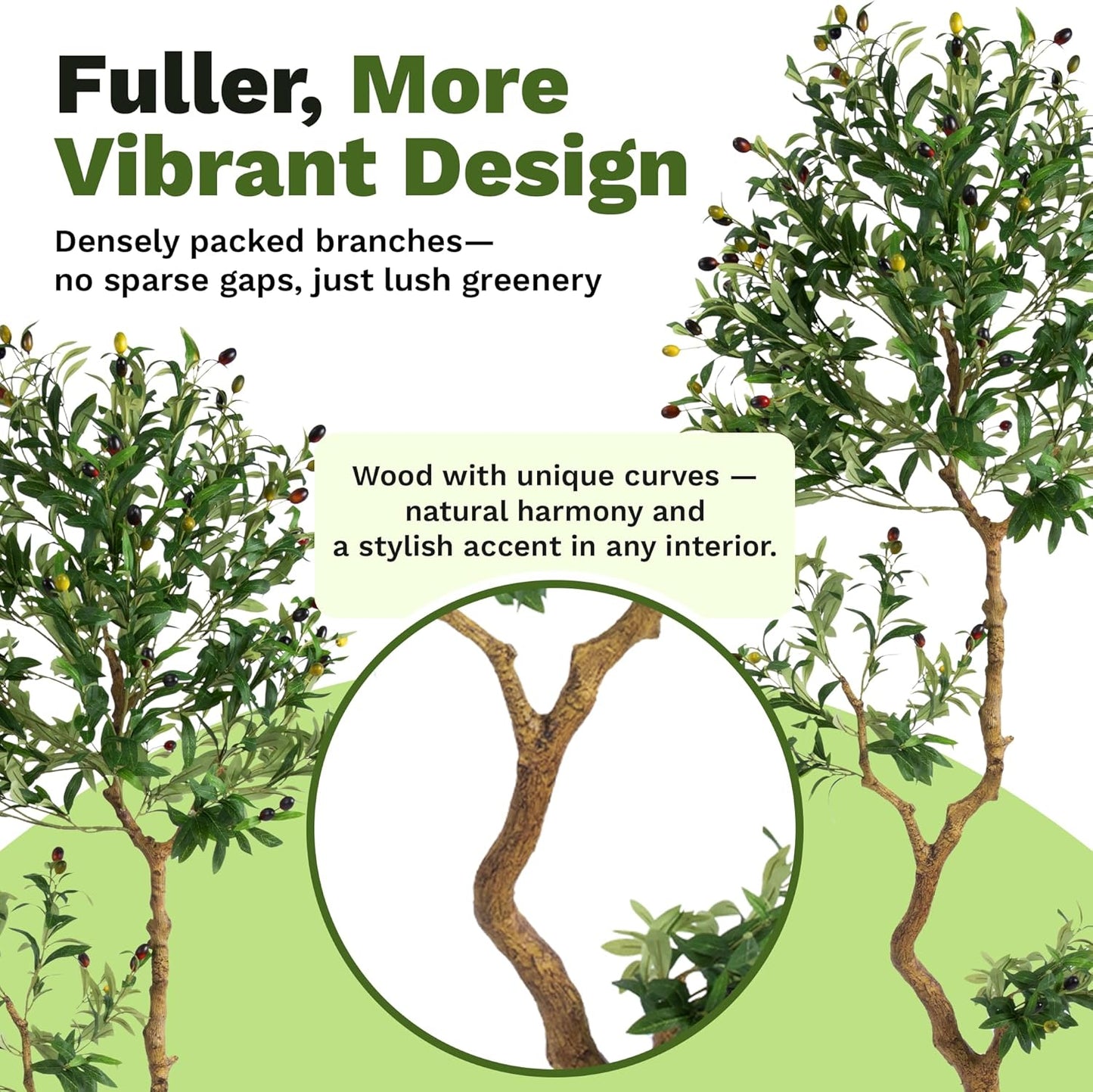 Olive Tree 6.2 Feet – Artificial Plants Indoor, Faux Olive Tree and Pot, Fake Tree for Home Decor, Faux Trees Indoor for Living Room, Office, Bedroom – Tall Artificial Trees for Home, Designer Tree