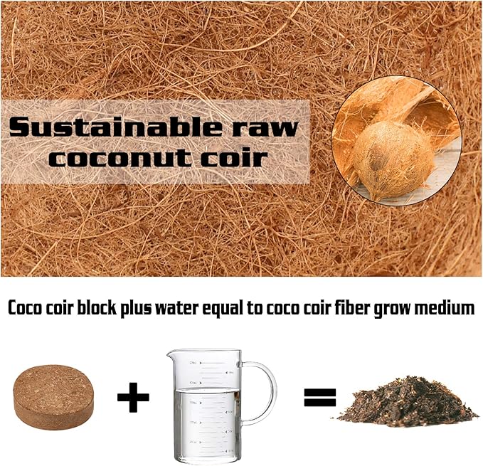 ZeeDix 50pcs(40mm) Coco Coir Pellets Potting Soil Indoor Plants, Compressed Coconut Coir Soil Pellets Seed Starting Pellets Soil Discs for Planting Flowers Bonsai Herbs Plants and Vegetables