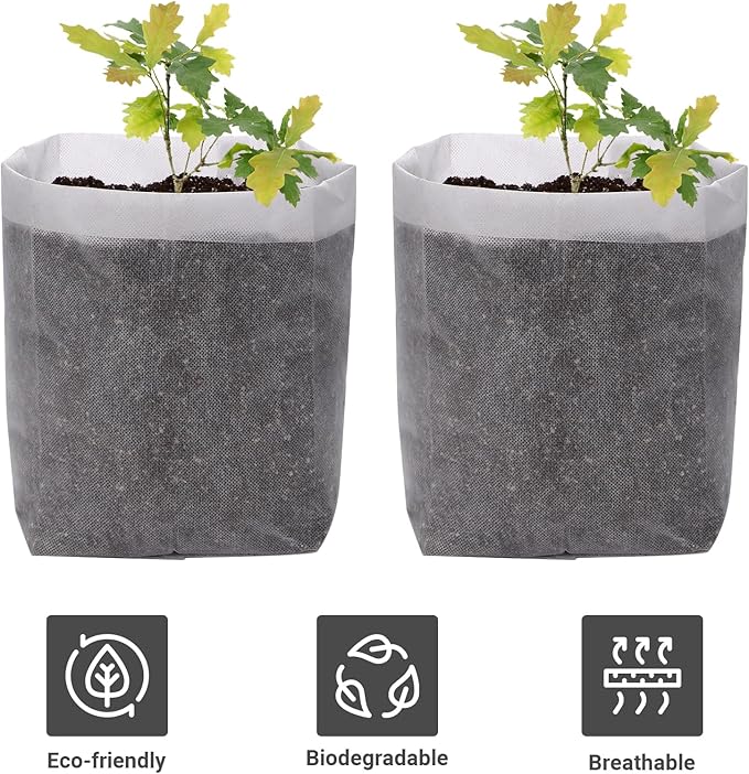 GREANER 12.6"x13.4" Seedling Bags, 25Pcs Nursery Growing Bags for Growing Vegetables, Fabric Pots for Seed Planting Succulents Vegetable Flower Potato Tomato