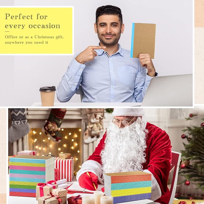 Handepo 100 Pack Composition Notebooks A5/A6 Ruled Lined Composition Kraft Notebooks Bulk Soft Cover Journals Travel Diary Memo for Students Classroom Office Supplies(A5,Colourful)