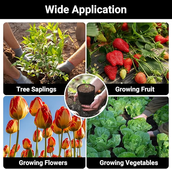 Black Plant Grow Bags, Pack of 100 7.5x7.5 Breathable Non-Woven Fabric Grow Bags for Planting Seedling Pots 1 Gallon Plant Pots