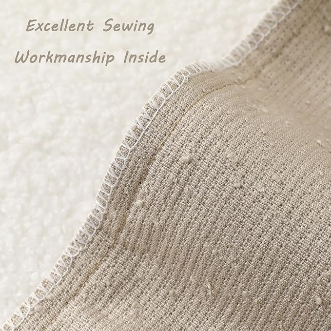 FUTEI Pack of 2 Oatmeal Decorative Throw Pillow Covers 16x16 Inch Soft Cozy Solid Boucle Textured Cushion Case,Modern Home Decor for Couch Bed Living Room