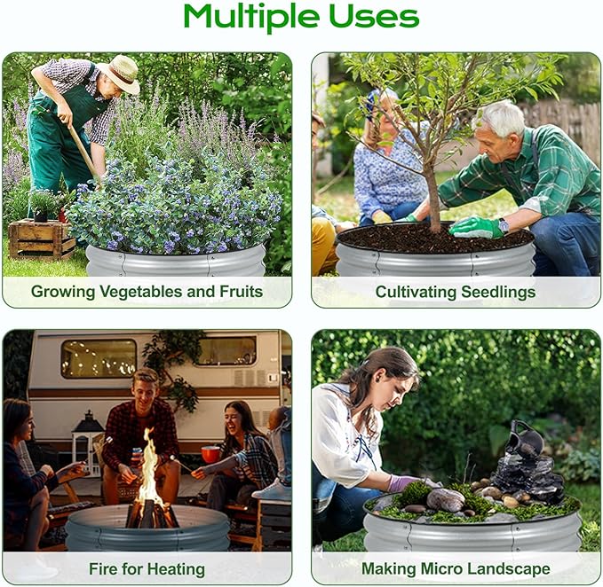 Aoodor 2 Pack 9" Tall 30" Metal Raised Garden Bed, Outdoor Planter Box and Raised Garden Kit for Vegetables, Flowers, Arugula and Herbs, Silver