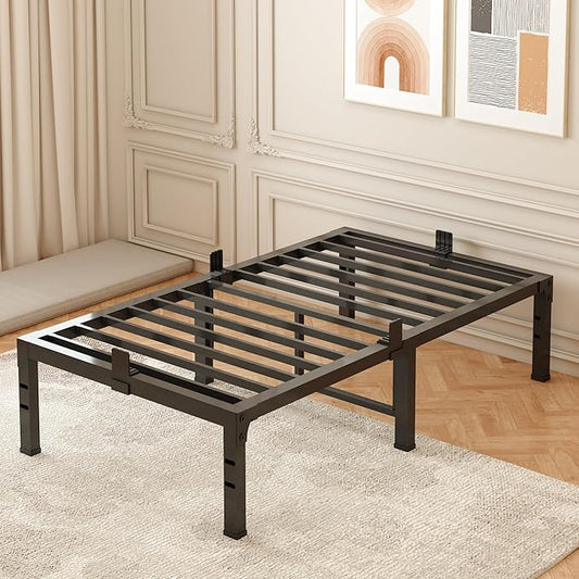 FUIOBYVV Twin Bed Frames, 18 Inch Heavy Duty Metal Platform Bed Frame Twin Size Support Up to 3500 lbs, No Box Spring Needed/No Shaking/Steel Slat Support/Noise Free/Easy Assembly