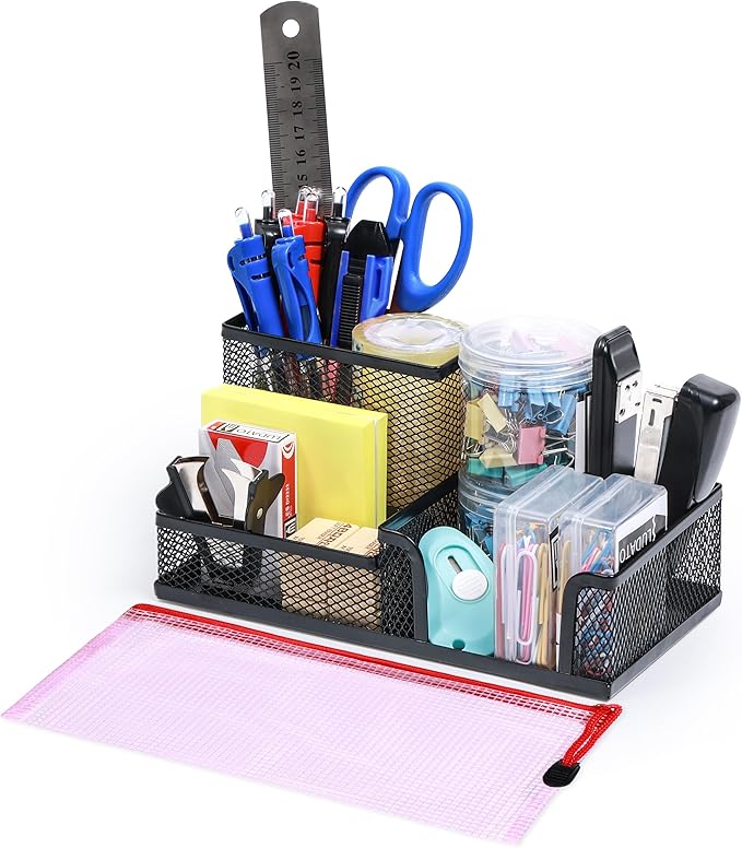 39pcs Office Supplies Set - Desk Accessory Kit with Pen Holder Stapler Staples Staple Remover and Paper Clips - Complete Office Stationery Set for Home or Work