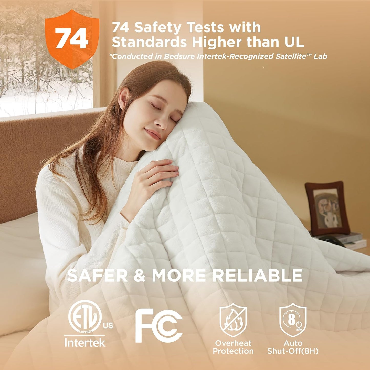 Bedsure Electric Blanket Full Size - Heated Weighted Blanket Full with 6 Heat Settings, Fasting with 10 Time Settings & 8 Hours Auto-Off (72x84 inches, Ivory)
