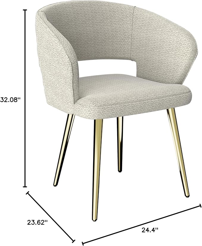 Ottomanson Dining Chair, Set of 2, Beige/Gold