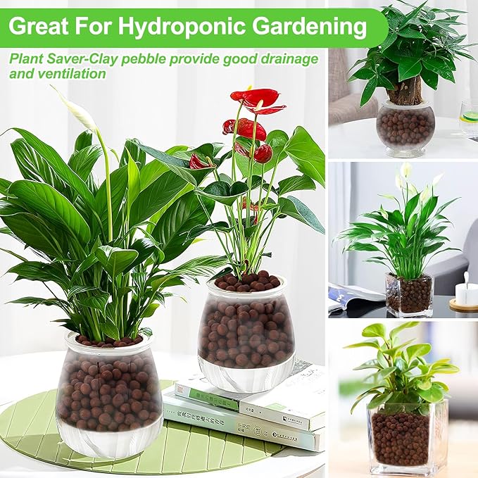 Riare 2 LBS Organic Expanded Clay Pebbles - 4mm-16mm Natural Leca Balls Lightweight Hydroponic Clay Pebbles Aggregate for Indoor Plants, Hydroponic Growing, Plants Drainage, Aquaponics