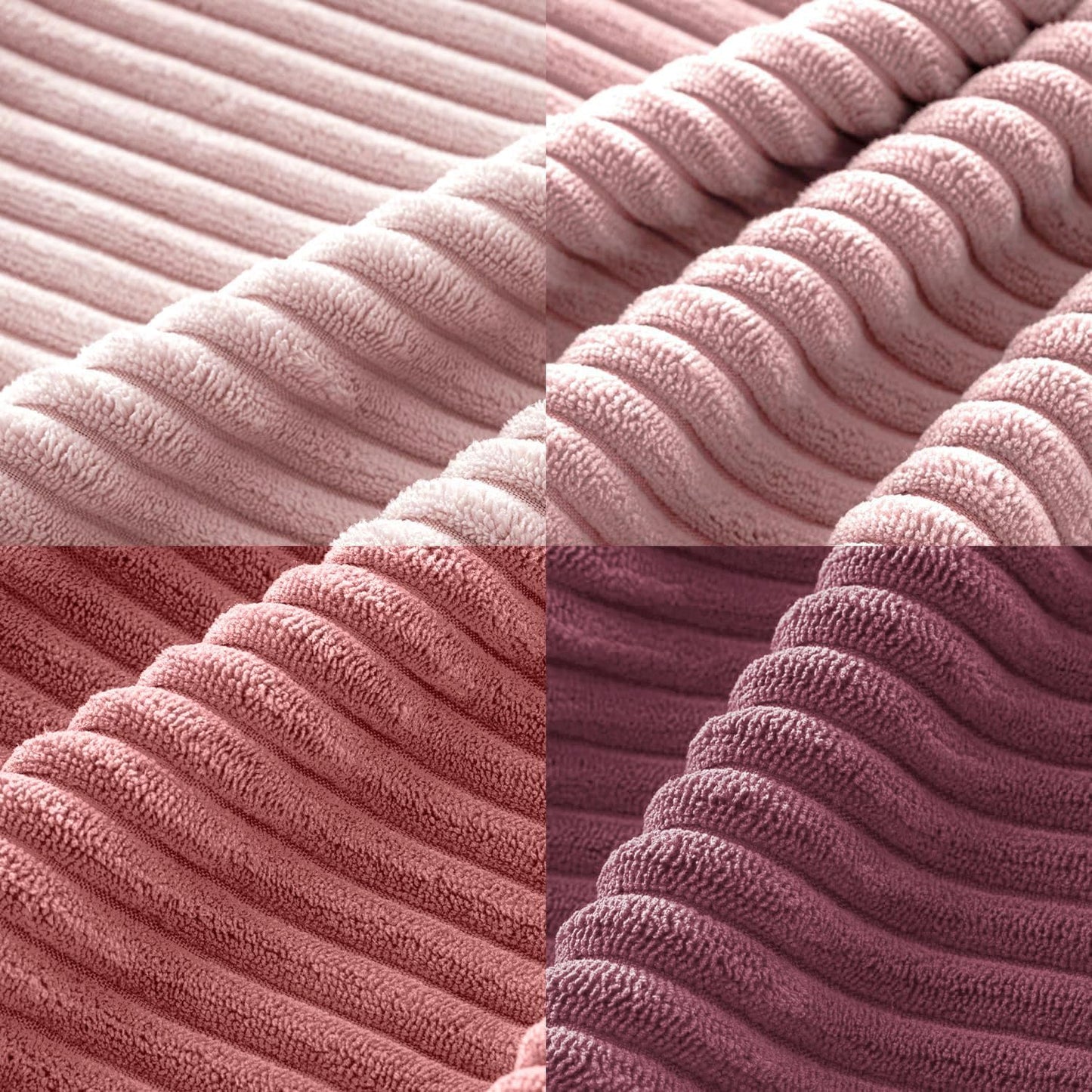 MIULEE Pack of 4 Purple Pink Corduroy Decorative Throw Pillow Covers 18x18 Inch Soft Boho Striped Pillow Covers Modern Farmhouse Home Decor for Winter Sofa Living Room Couch Bed