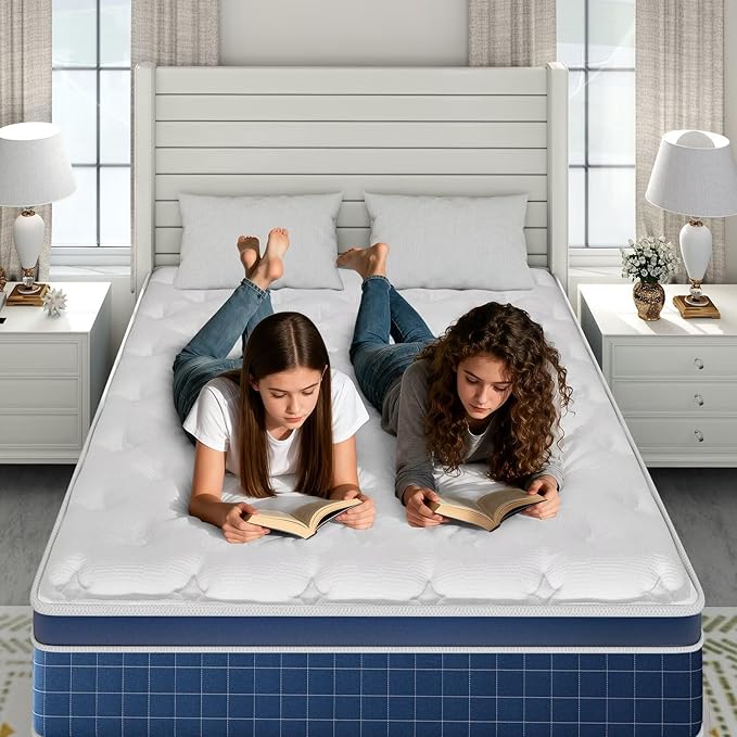 Full Size Mattress in a Box 14 Inch Hybrid Mattress [Enhanced Stability], Medium Firm Feel with Memory Foam and Pocket Springs, Reinforced Edge Support