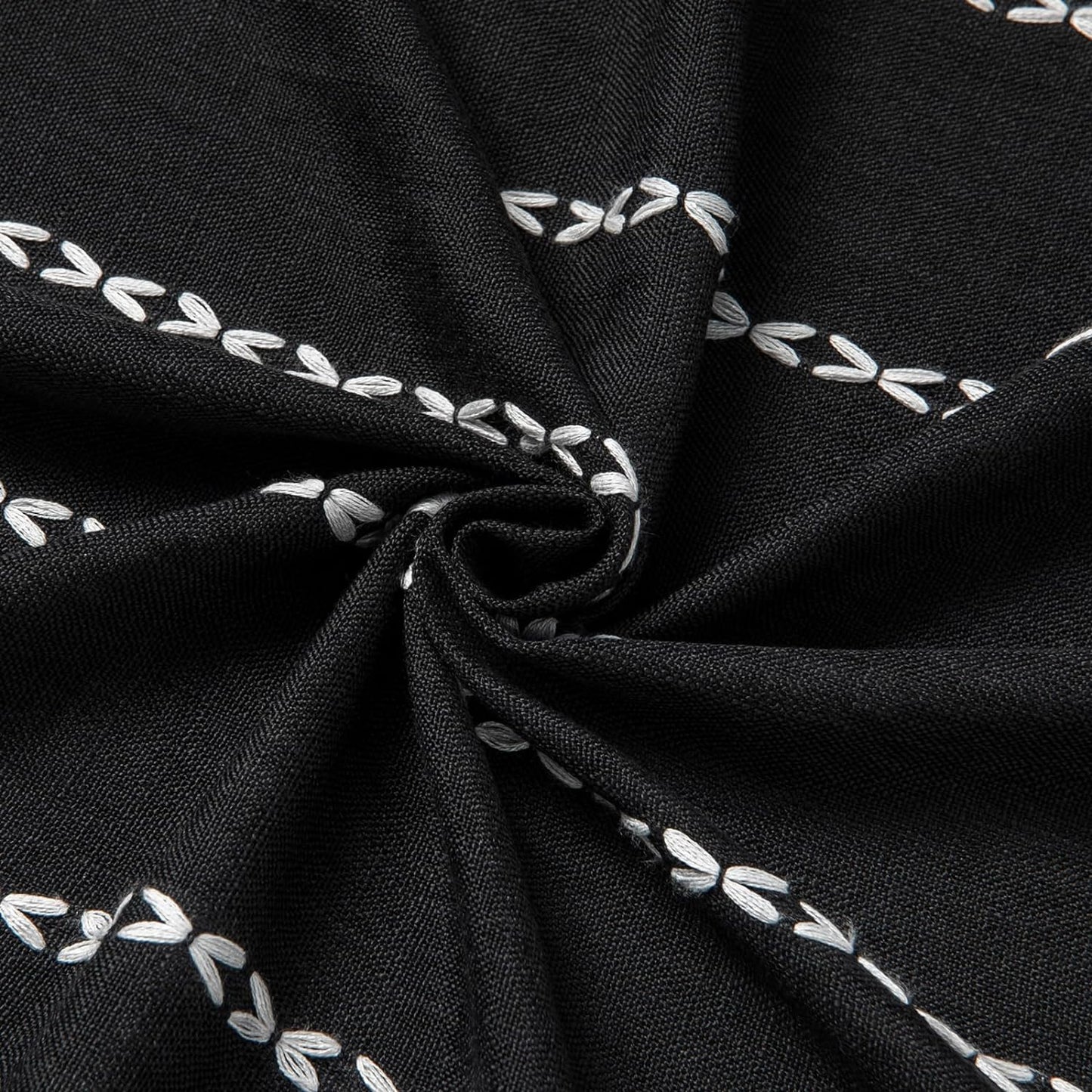 MitoVilla Boho Long Shower Curtain 72 x 78, Black Farmhouse 78 inch Long Polyester Linen Fabric Shower Curtains with Tassel for Chic Cottagecore French Rustic Bathroom Decor