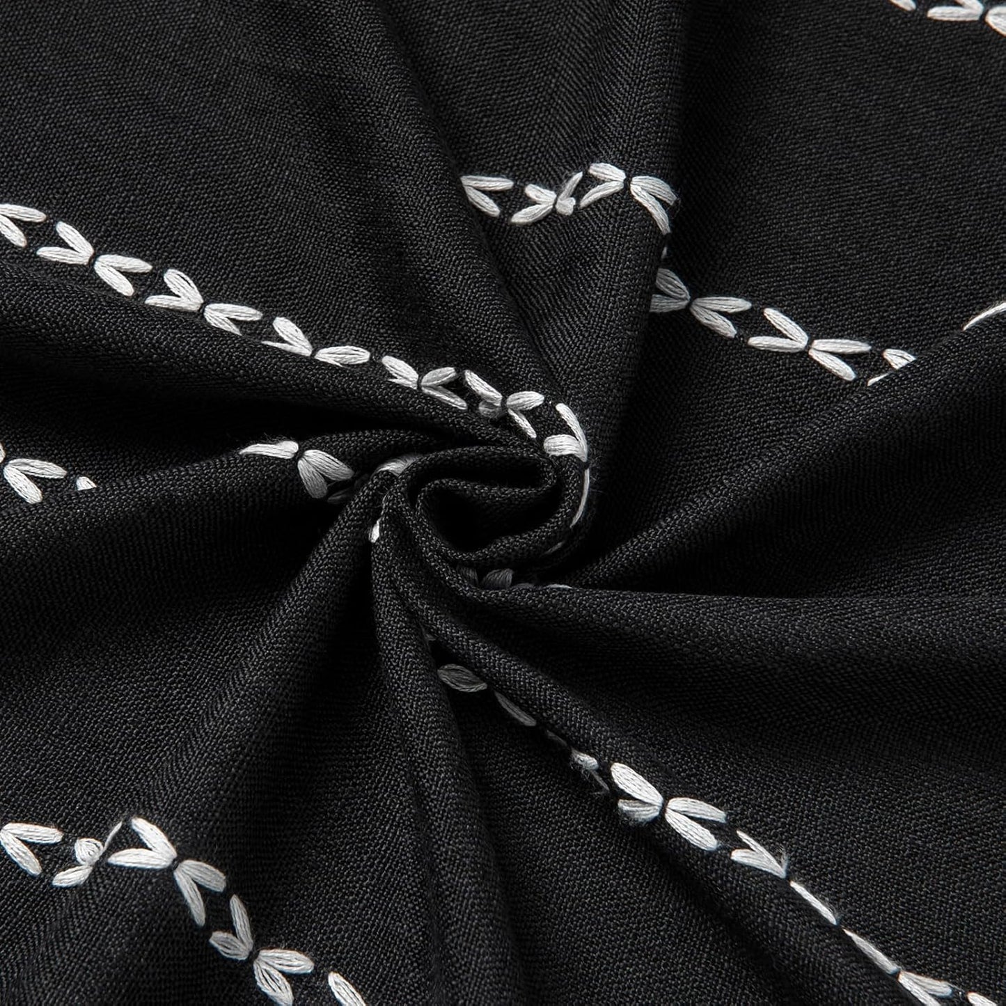 MitoVilla Black Small Stall Shower Curtain 36 x 72, Half Size Narrow Polyester Linen Heavy Fabric Shower Curtains for Boho Farmhouse Bathroom Decor, Wrinkle Resistant Cloth Shower Curtain