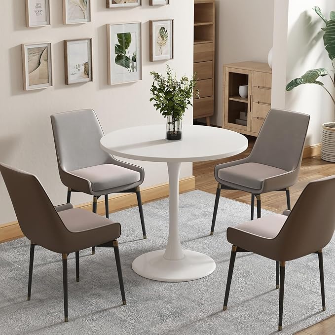 White Round Table Modern Tulip Dining Table White Round Kitchen Table Mid Century Coffee Table for Living Room, 24 inch