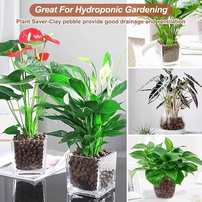 Riare 4 LBS Organic Expanded Clay Pebbles - 4mm-16mm Natural Leca Balls Lightweight Hydroponic Clay Pebbles Aggregate for Indoor Plants, Hydroponic Growing, Plants Drainage, Aquaponics