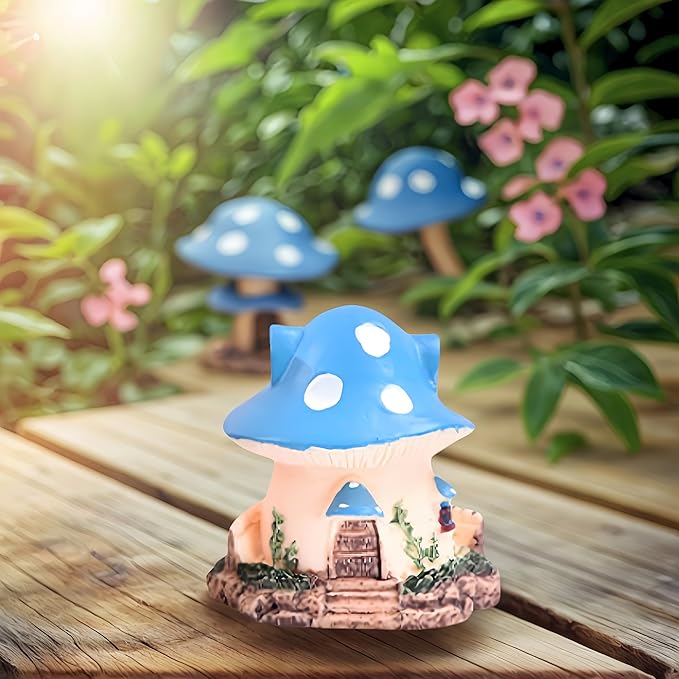 2PCS Mushroom House Decor - Resin Fairy Garden Accessories, Mini Fairy Garden Decor, Mushroom Figurines for DIY Fairy House Accessories.