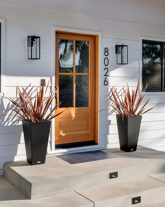 Veradek V-Resin Indoor/Outdoor Taper Planter, 2-Pack (26 inch, Black)