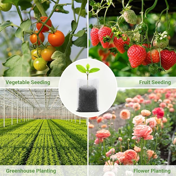 GREANER 400 PCS Plant Nursery Bags, 3.5"x4.7" Biodegradable White Pots for Plants, Fabric Seedling Grow Bags for Indoors and Outdoors Use